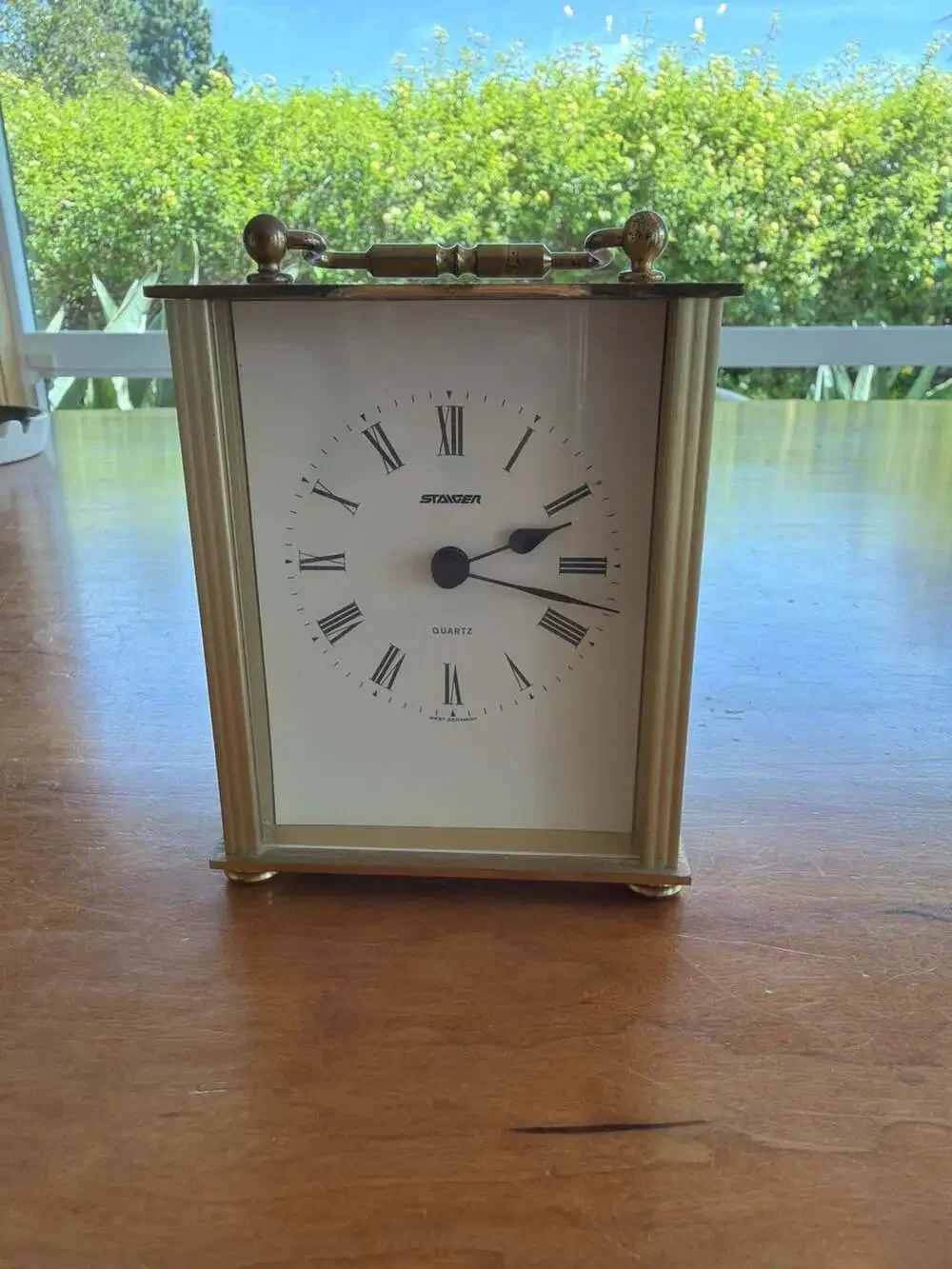 Staiger West Germany Brass Quartz Carriage Clock with Roman Numerals